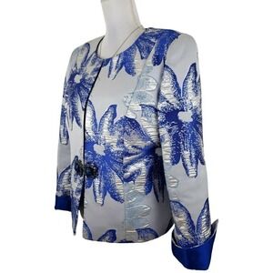 Lily & Taylor Couture New York/Paris ~ Woman Size 10~ Blue/Silver Blazer Jacket